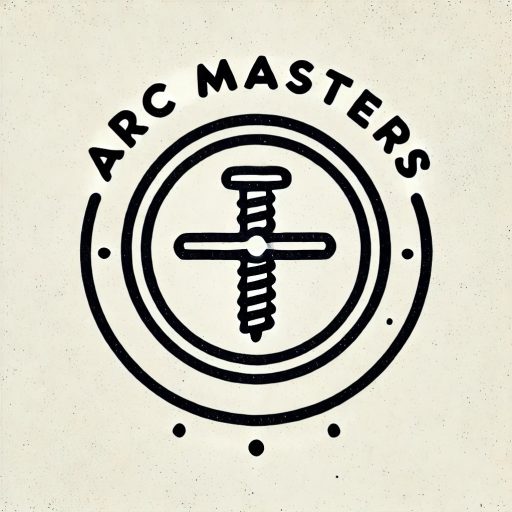 ネジで工具、溶接特有の流れ落ちる金属を点で表現しています